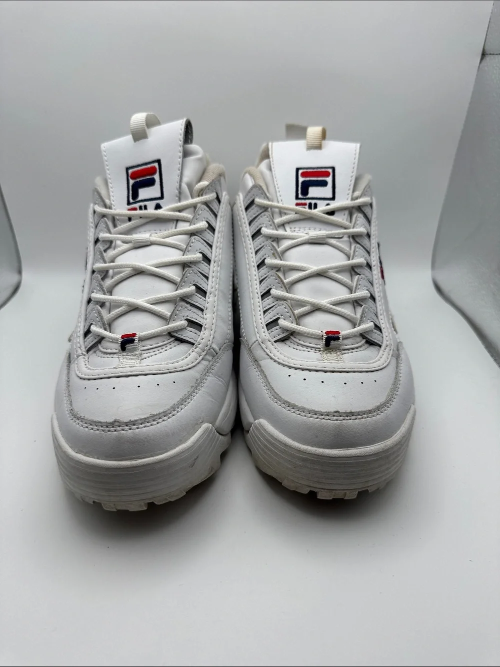 Fila Shoes Mens 9 Disruptor II Sneaker White Lace Up Low Top Comfort